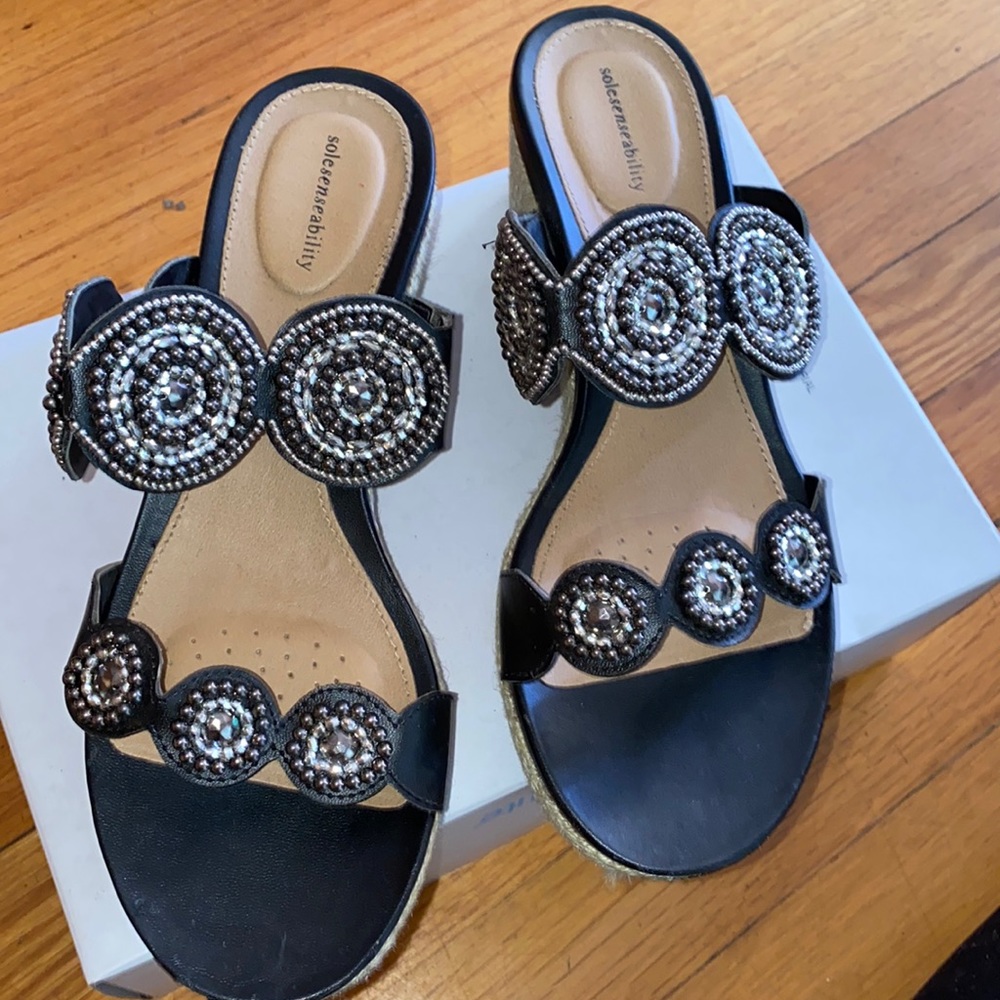 Black stoned sandals, so beautiful great condition